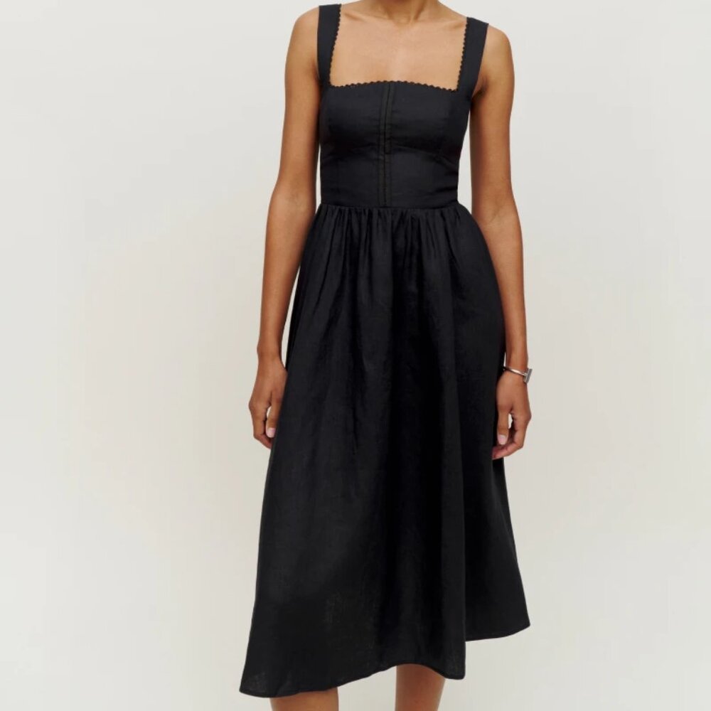 Reformation Black Midi Dress